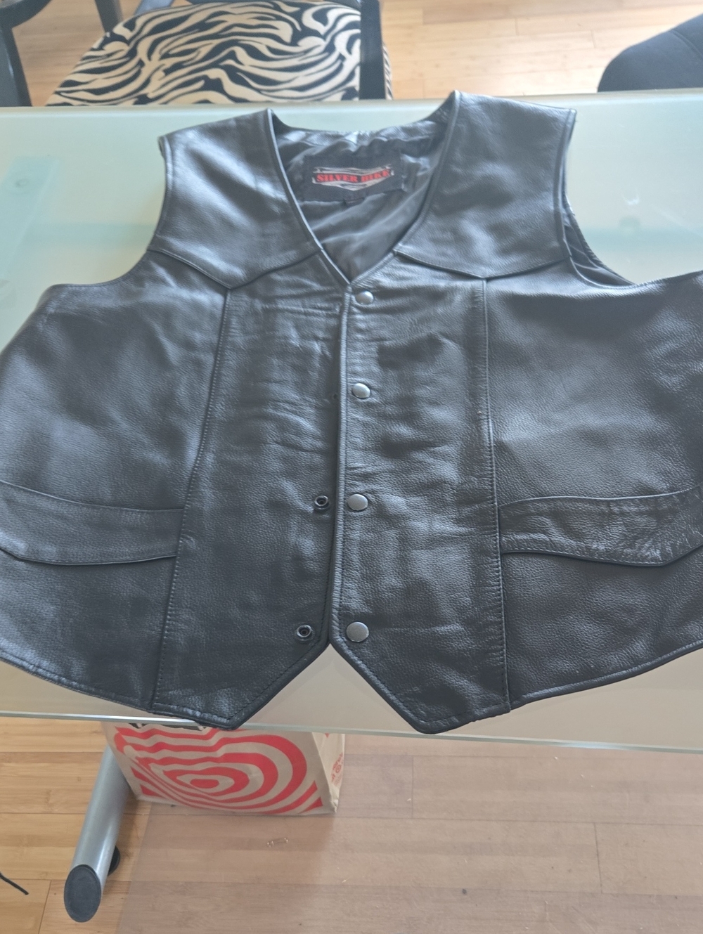 Men's Black Leather Vest - Classic Moto Style